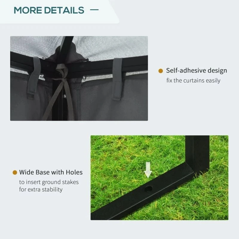 Outsunny 2 Tier Garden Gazebo With Curtains 3000x3000mm - Grey - 84C-043CG 8 Outsunny 2 Tier Garden Gazebo With Curtains 3000x3000mm - Grey - 84C-043CG - Image 8