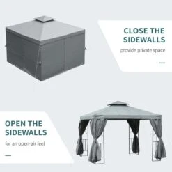Outsunny 2 Tier Garden Gazebo With Curtains 3000x3000mm - Grey - 84C-043CG 16 Outsunny 2 Tier Garden Gazebo With Curtains 3000x3000mm - Grey - 84C-043CG -OUTSUNNY Sales Shop outsunny 84c 043cg 5