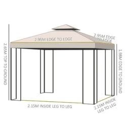 Outsunny 2 Tier Garden Gazebo With Curtains 3000x3000mm - Beige - 84C-043CW -OUTSUNNY Sales Shop outsunny 84c 043cw 2