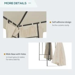 Outsunny 2 Tier Garden Gazebo With Curtains 3000x3000mm - Beige - 84C-043CW -OUTSUNNY Sales Shop outsunny 84c 043cw 4