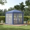Outsunny Hexagon Gazebo With Netting Walls 4000x4000mm - Blue - 84C-044BU -OUTSUNNY Sales Shop outsunny 84c 044bu 9