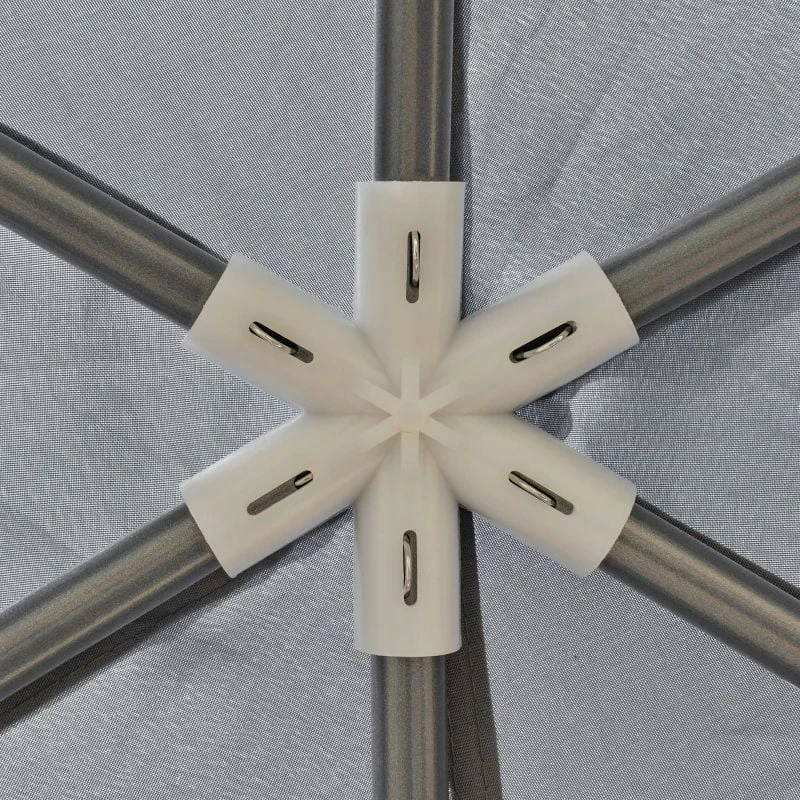 Outsunny Hexagon Gazebo With Netting Walls 4000x4000mm - Grey - 84C-044CG 3 Outsunny Hexagon Gazebo With Netting Walls 4000x4000mm - Grey - 84C-044CG - Image 3