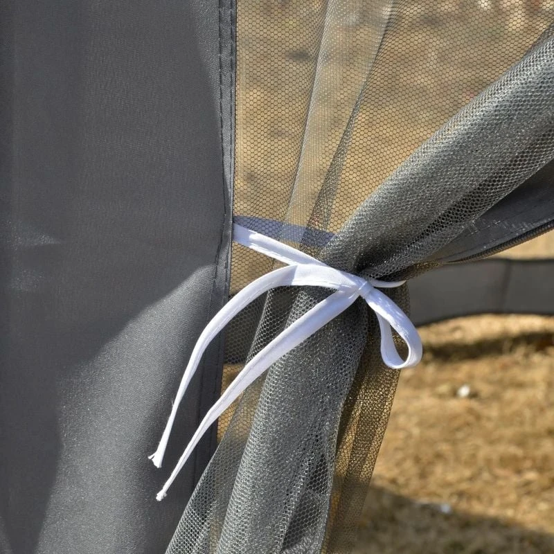 Outsunny Hexagon Gazebo With Netting Walls 4000x4000mm - Grey - 84C-044CG 2 Outsunny Hexagon Gazebo With Netting Walls 4000x4000mm - Grey - 84C-044CG - Image 2