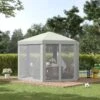 Outsunny Hexagon Gazebo With Netting Walls 4000x4000mm - Cream White - 84C-044CW -OUTSUNNY Sales Shop outsunny 84c 044cw 10