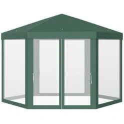 Outsunny Hexagon Gazebo With Netting Walls 4000x4000mm - Green - 84C-044GN 19 Outsunny Hexagon Gazebo With Netting Walls 4000x4000mm - Green - 84C-044GN -OUTSUNNY Sales Shop outsunny 84c 044gn