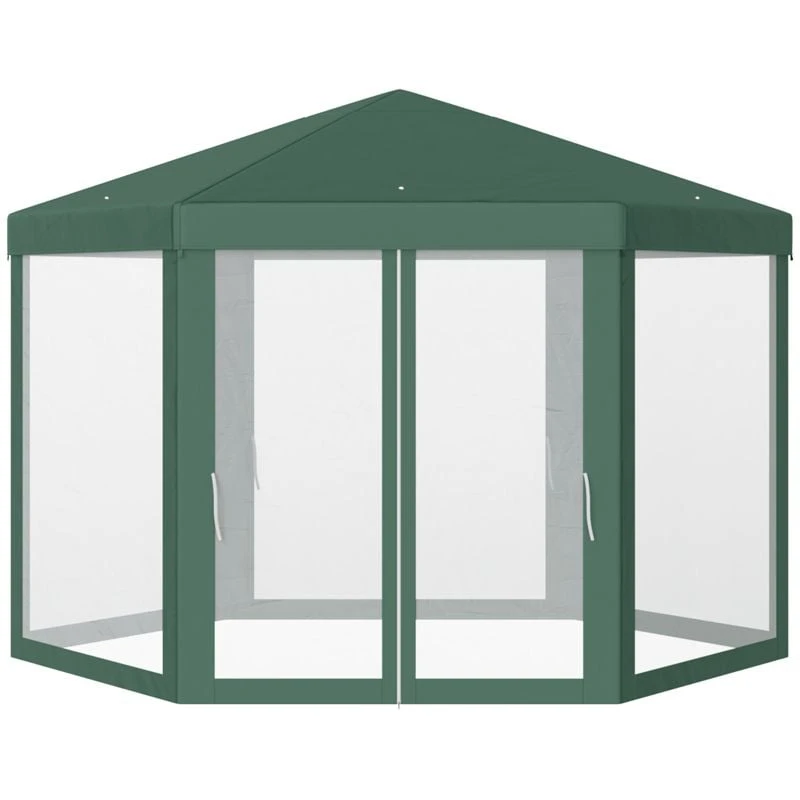 Outsunny Hexagon Gazebo With Netting Walls 4000x4000mm - Green - 84C-044GN 10 Outsunny Hexagon Gazebo With Netting Walls 4000x4000mm - Green - 84C-044GN - Image 10