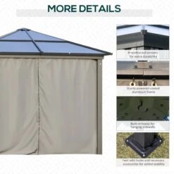 Outsunny Hardtop Garden Gazebo With Mesh Curtains 3000x3000mm - Dark Grey - 84C-049CG -OUTSUNNY Sales Shop outsunny 84c 049cg 4