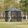 Outsunny Hardtop Garden Gazebo With Mesh Curtains 3000x3000mm - Dark Grey - 84C-049CG 21 Outsunny Hardtop Garden Gazebo With Mesh Curtains 3000x3000mm - Dark Grey - 84C-049CG -OUTSUNNY Sales Shop outsunny 84c 049cg 8