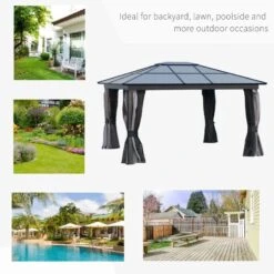 Outsunny Hardtop Garden Gazebo With Mesh Curtains 3600x4000mm - Dark Grey - 84C-049V02 13 Outsunny Hardtop Garden Gazebo With Mesh Curtains 3600x4000mm - Dark Grey - 84C-049V02 -OUTSUNNY Sales Shop outsunny 84c 049v02 6