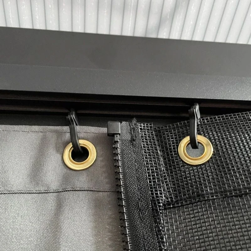 Outsunny Hardtop Garden Gazebo With Mesh Curtains 3600x4000mm - Dark Grey - 84C-049V02 4 Outsunny Hardtop Garden Gazebo With Mesh Curtains 3600x4000mm - Dark Grey - 84C-049V02 - Image 4