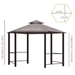 Outsunny 2 Tier Hexagon Garden Party Tent 3000x3000mm - Brown - 84C-052CF 15 Outsunny 2 Tier Hexagon Garden Party Tent 3000x3000mm - Brown - 84C-052CF -OUTSUNNY Sales Shop outsunny 84c 052cf 2