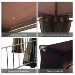 Outsunny 2 Tier Hexagon Garden Party Tent 3000x3000mm - Brown - 84C-052CF 13 Outsunny 2 Tier Hexagon Garden Party Tent 3000x3000mm - Brown - 84C-052CF -OUTSUNNY Sales Shop outsunny 84c 052cf 4