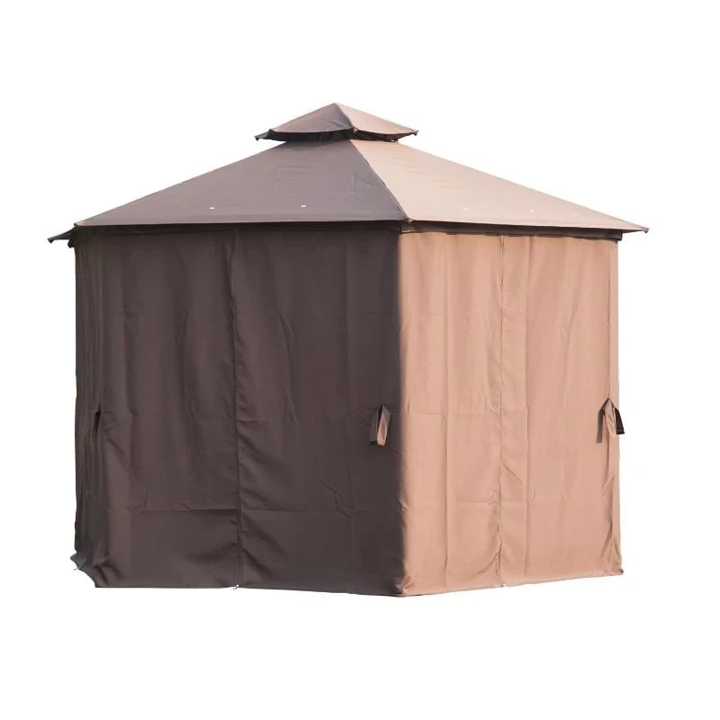 Outsunny 2 Tier Hexagon Garden Party Tent 3000x3000mm - Brown - 84C-052CF 4 Outsunny 2 Tier Hexagon Garden Party Tent 3000x3000mm - Brown - 84C-052CF - Image 4