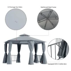 Outsunny 2 Tier Hexagon Garden Party Tent 3000x3000mm - Grey - 84C-052GY 16 Outsunny 2 Tier Hexagon Garden Party Tent 3000x3000mm - Grey - 84C-052GY -OUTSUNNY Sales Shop outsunny 84c 052gy 4