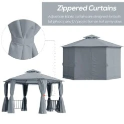 Outsunny 2 Tier Hexagon Garden Party Tent 3000x3000mm - Grey - 84C-052GY 14 Outsunny 2 Tier Hexagon Garden Party Tent 3000x3000mm - Grey - 84C-052GY -OUTSUNNY Sales Shop outsunny 84c 052gy 6