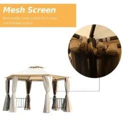 Outsunny 2 Tier Hexagon Garden Party Tent 3000x3000mm - Beige - 84C-052YL -OUTSUNNY Sales Shop outsunny 84c 052yl 4