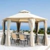 Outsunny 2 Tier Hexagon Garden Party Tent 3000x3000mm - Beige - 84C-052YL -OUTSUNNY Sales Shop outsunny 84c 052yl 9