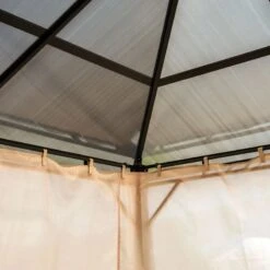 Outsunny Hardtop Garden Gazebo With Curtains 3000x3600mm - Brown - 84C-069 12 Outsunny Hardtop Garden Gazebo With Curtains 3000x3600mm - Brown - 84C-069 -OUTSUNNY Sales Shop outsunny 84c 069 12