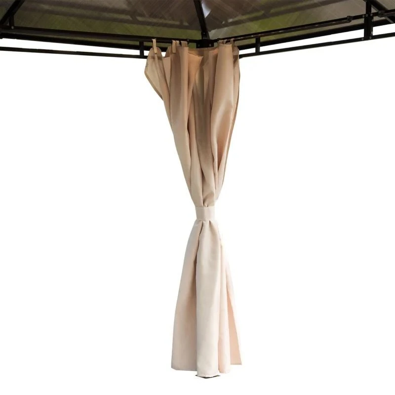 Outsunny Hardtop Garden Gazebo With Curtains 3000x3600mm - Brown - 84C-069 4 Outsunny Hardtop Garden Gazebo With Curtains 3000x3600mm - Brown - 84C-069 - Image 4