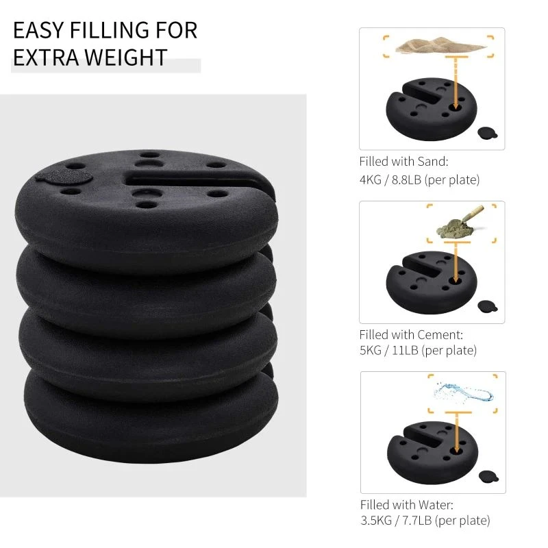 Outsunny Gazebo Self Fill Base Weights X4 - Black - 840C-085 6 Outsunny Gazebo Self Fill Base Weights X4 - Black - 840C-085 - Image 6
