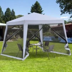 Outsunny Garden Gazebo With Mesh Sidewalls 3000x3000mm - Grey - 84C-090GY -OUTSUNNY Sales Shop outsunny 84c 090gy 1