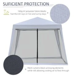 Outsunny Garden Gazebo With Mesh Sidewalls 3000x3000mm - Grey - 84C-090GY -OUTSUNNY Sales Shop outsunny 84c 090gy 3