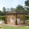 Outsunny Hardtop Garden Gazebo With Curtains And Nets 3000x3000mm - Brown - 84C-094V01 -OUTSUNNY Sales Shop outsunny 84c 094v01 1