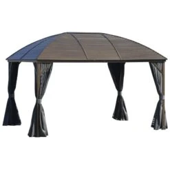 Outsunny Hardtop Garden Gazebo With Curtains 4000x3000 - Grey - 84C-097CG -OUTSUNNY Sales Shop outsunny 84c 097cg 1