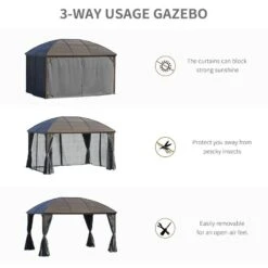 Outsunny Hardtop Garden Gazebo With Curtains 4000x3000 - Grey - 84C-097CG -OUTSUNNY Sales Shop outsunny 84c 097cg 3