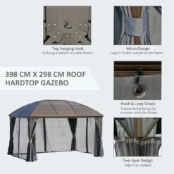 Outsunny Hardtop Garden Gazebo With Curtains 4000x3000 - Grey - 84C-097CG -OUTSUNNY Sales Shop outsunny 84c 097cg 5