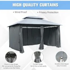 Outsunny 2 Tier Garden Gazebo With Curtains 3000x4000mm - Grey - 84C-099GY -OUTSUNNY Sales Shop outsunny 84c 099gy 4