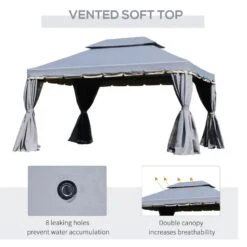 Outsunny 2 Tier Garden Gazebo With Curtains And Nets 3000x4000mm - Grey - 84C-101GY -OUTSUNNY Sales Shop outsunny 84c 101gy 4