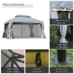 Outsunny 2 Tier Garden Gazebo With Curtains And Nets 3000x4000mm - Grey - 84C-101GY -OUTSUNNY Sales Shop outsunny 84c 101gy 5