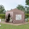 Outsunny Pop-up Garden Gazebo With Curtains & Windows 4000x4000mm - Brown - 84C-106 -OUTSUNNY Sales Shop outsunny 84c 106 10