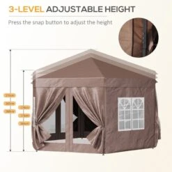 Outsunny Pop-up Garden Gazebo With Curtains & Windows 4000x4000mm - Brown - 84C-106 -OUTSUNNY Sales Shop outsunny 84c 106 4