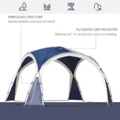 Outsunny Domed Garden Gazebo Tent 3500x3500mm - Blue/Grey - 84C-110BU -OUTSUNNY Sales Shop outsunny 84c 110bu 3
