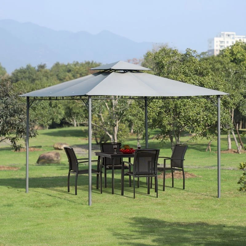 Outsunny 2 Tier Garden Gazebo 3000x3000mm - Grey - 84C-115 9 Outsunny 2 Tier Garden Gazebo 3000x3000mm - Grey - 84C-115 - Image 9
