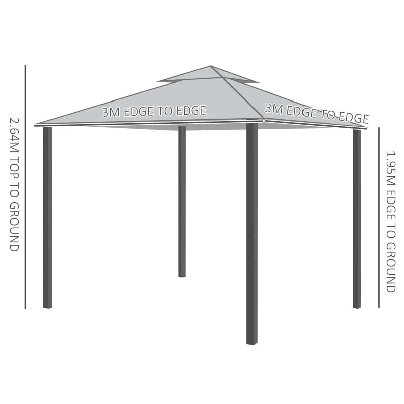Outsunny 2 Tier Garden Gazebo 3000x3000mm - Grey - 84C-115 8 Outsunny 2 Tier Garden Gazebo 3000x3000mm - Grey - 84C-115 - Image 8