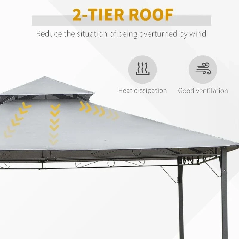 Outsunny 2 Tier Garden Gazebo 3000x3000mm - Grey - 84C-115 5 Outsunny 2 Tier Garden Gazebo 3000x3000mm - Grey - 84C-115 - Image 5
