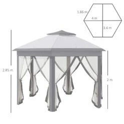 Outsunny Pop-up Hexagon Gazebo With Mesh Sidewalls 4000x4000mm - Grey - 84C-120GY 18 Outsunny Pop-up Hexagon Gazebo With Mesh Sidewalls 4000x4000mm - Grey - 84C-120GY -OUTSUNNY Sales Shop outsunny 84c 120gy 2
