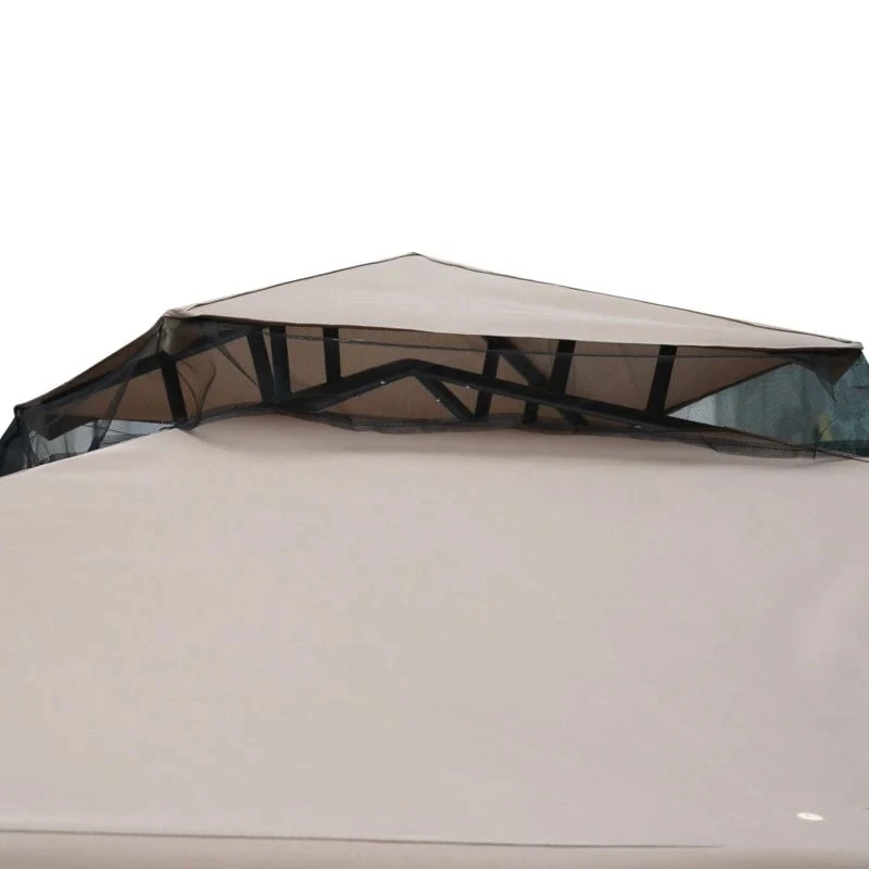 Outsunny 2 Tier Garden Gazebo With Curtains 3000x3000mm - Taupe - 84C-133CG 3 Outsunny 2 Tier Garden Gazebo With Curtains 3000x3000mm - Taupe - 84C-133CG - Image 3