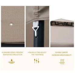 Outsunny 2 Tier Garden Gazebo With Curtains 3000x3000mm - Taupe - 84C-133CG 19 Outsunny 2 Tier Garden Gazebo With Curtains 3000x3000mm - Taupe - 84C-133CG -OUTSUNNY Sales Shop outsunny 84c 133cg 4