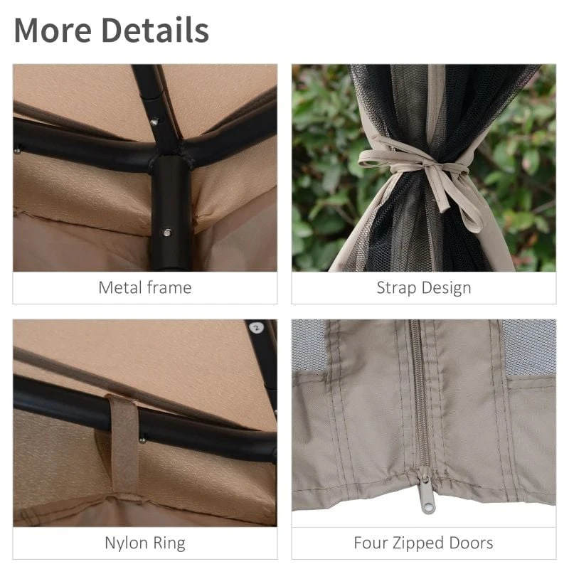 Outsunny 2 Tier Garden Gazebo With Curtains 3000x3000mm - Taupe - 84C-133CG 8 Outsunny 2 Tier Garden Gazebo With Curtains 3000x3000mm - Taupe - 84C-133CG - Image 8