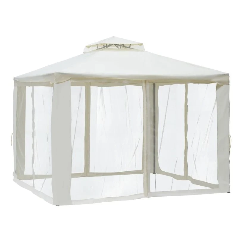 Outsunny 2 Tier Garden Gazebo With Curtains 3000x3000mm - White - 84C-133CW 10 Outsunny 2 Tier Garden Gazebo With Curtains 3000x3000mm - White - 84C-133CW - Image 10