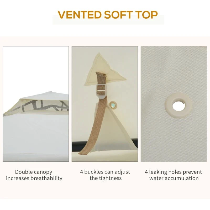 Outsunny 2 Tier Garden Gazebo With Curtains 3000x3000mm - White - 84C-133CW 7 Outsunny 2 Tier Garden Gazebo With Curtains 3000x3000mm - White - 84C-133CW - Image 7