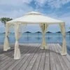 Outsunny 2 Tier Garden Gazebo With Curtains 3000x3000mm - White - 84C-133CW