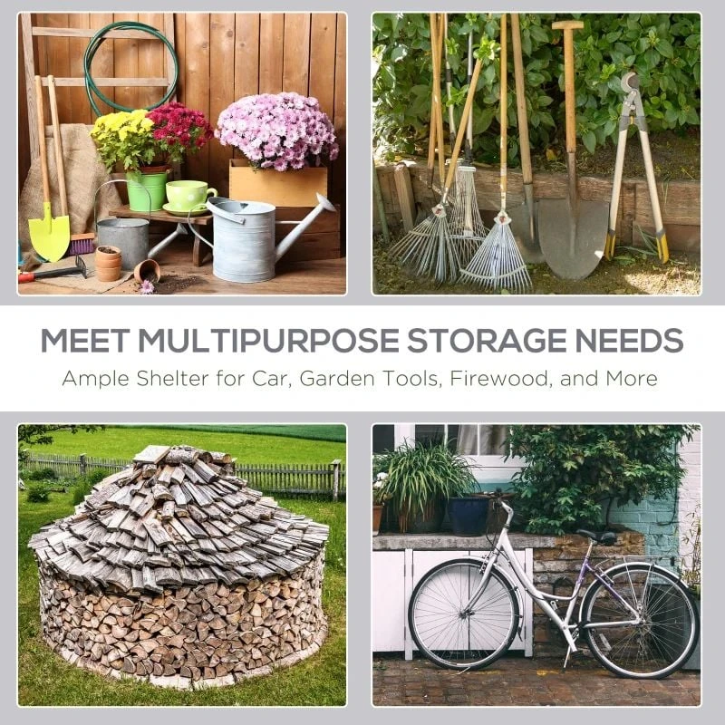 Outsunny Steel Carport Canopy 2000x2000mm - Grey - 84C-140 4 Outsunny Steel Carport Canopy 2000x2000mm - Grey - 84C-140 - Image 4