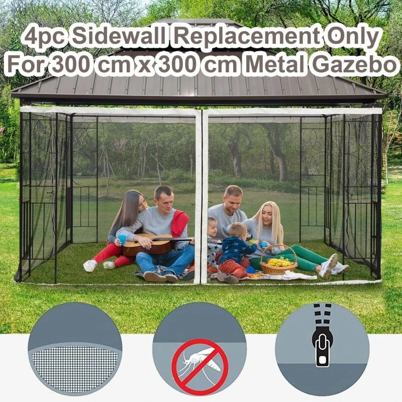 Outsunny Gazebo 4x Replacement Mesh Sidewalls 3000mm - Beige - 84C-142 7 Outsunny Gazebo 4x Replacement Mesh Sidewalls 3000mm - Beige - 84C-142 - Image 7