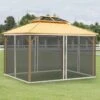 Outsunny Gazebo 4x Replacement Mesh Sidewalls 3500mm - Beige - 84C-142V02