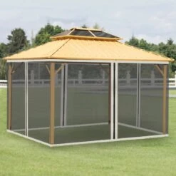 Outsunny Gazebo 4x Replacement Mesh Sidewalls 3500mm - Beige - 84C-142V02
